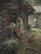 Anders Zorn vattna hasten oil on canvas